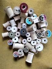 Lot of 48 Vintage Wooden Empty Thread Spools - For Crafting, Carving, & Sewing