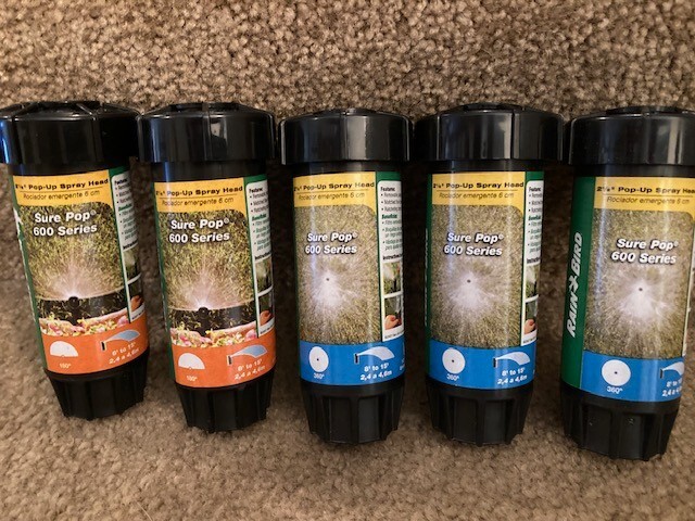 Lot of (5)  RAIN BIRD 3 SP25-F SPRINKLER 360 & 2 SP25-H 180