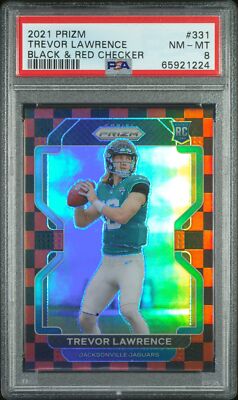 Trevor Lawrence 2021 Panini Prizm #331 Black & Red Checker PSA 8