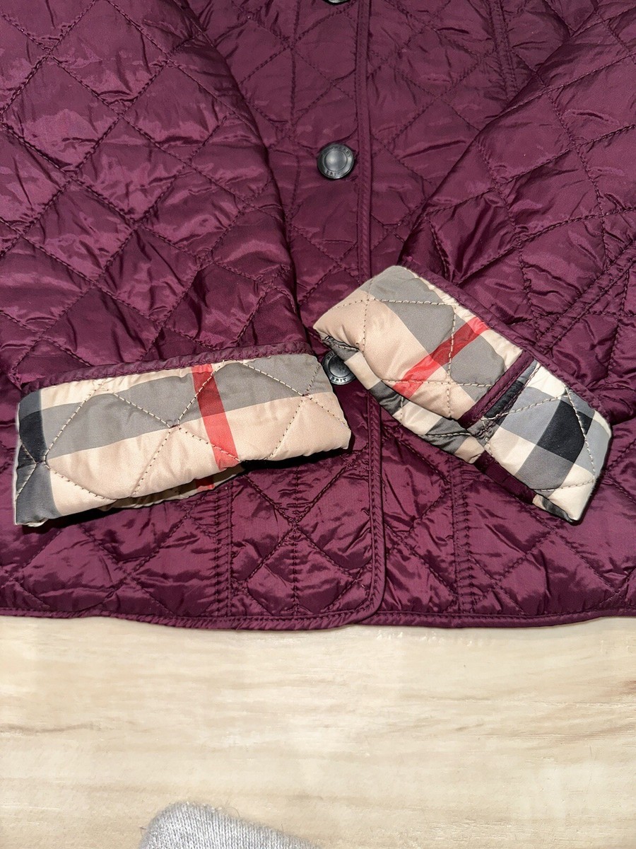 Burberry Brit Quilted Jacket Sz S Purple Burgundy Nova Check Burberry Brit Quilted Jacket Sz S Purple Burgundy Nova Check