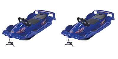 2X AlpenGaudi Doublerace Blau 2-Sitzer Lenkrodel Schlitten Bob Double Race Rodel
