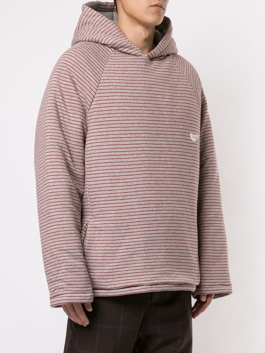 MARTINE ROSE hoodie サイズM グレー 美品 Martine Rose Oversized Wadded Padded Quilted Stripe Logo