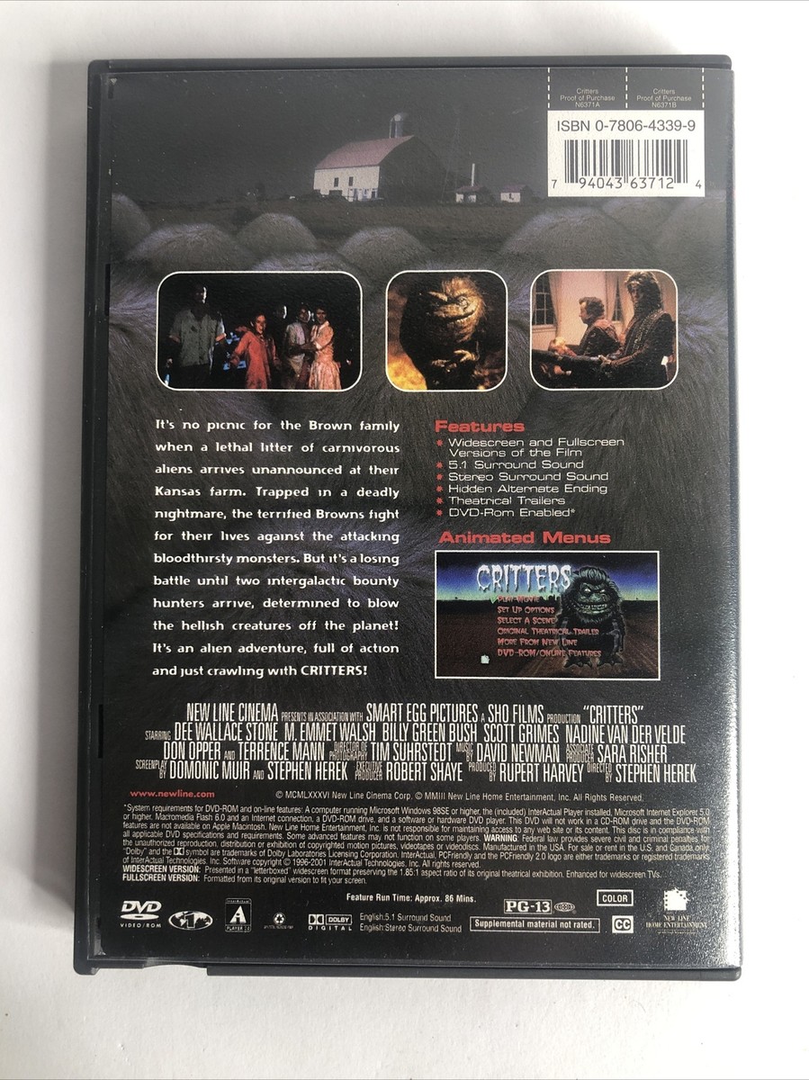 Critters (DVD 1986 WS/FS) Dee Wallace Stone Horror Comedy Sci-Fi