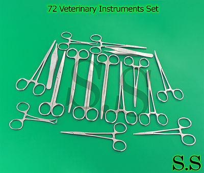 72 Veterinary Instruments set Surgical Medical Spay Pack Forceps ECONOMY DS-1058