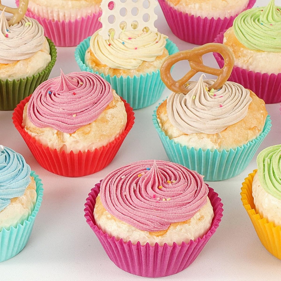 Gifbera Jumbo-Cupcake-Einlagen, 400 Stück – Bunt, Fettdicht, 6,6 Cm Boden, 9,5 Cm Oben, Für Große Muffinformen