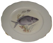 Antique KPM Berlin Porcelain Carp Fish Scene Plate Porzellan Teller Scenic Fisch