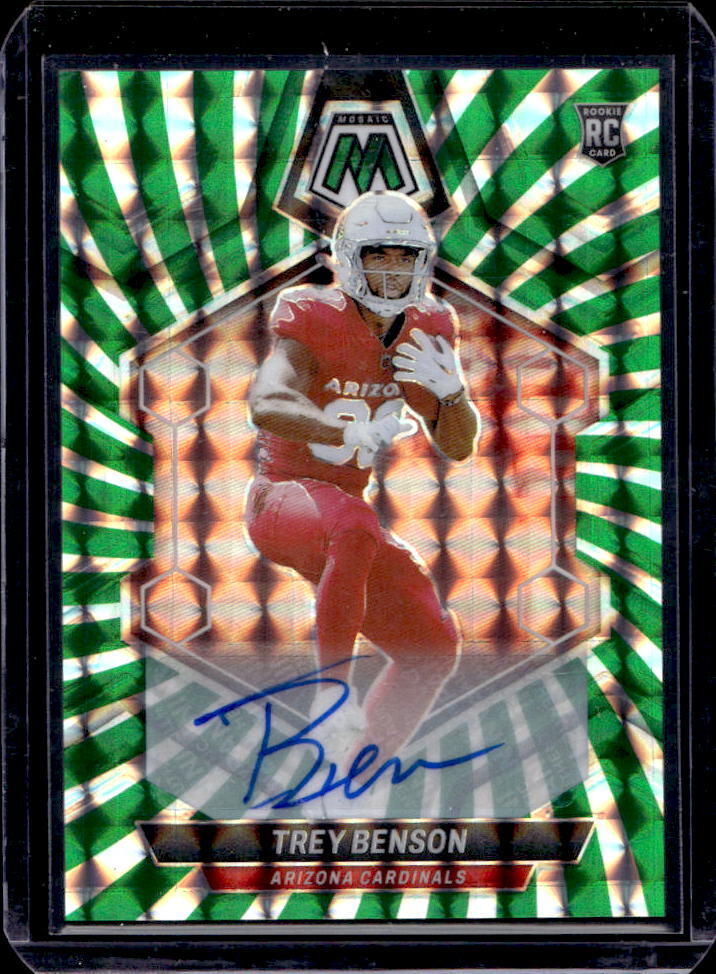 2024 Mosaic Trey Benson Rookie Auto Green Swirl Prizm RC #13/15 #360