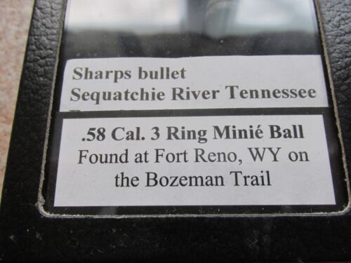SHARPS BULLET DISPLAY 58 CAL IN SHADOW BOX FT RENO NEVADA - Picture 2 of 3