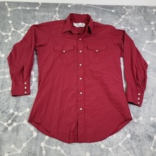 H Bar C Shirt Mens 16 / 33 Red / Wine Long Sleeve Ranchwear Western Pearl Snap