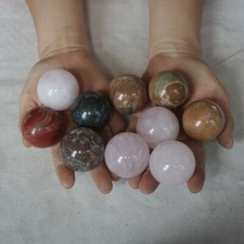 10Pcs Natural Quartz Crystal Jasper Sphere Ball Diverse Rock Tumbles Healing 4cm