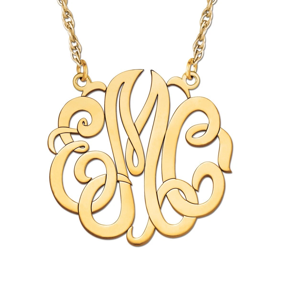 New Custom Made to Order 14k Gold Monogram Pendant Necklace eBay