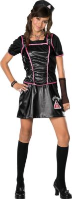Poison Goth Punk Nurse Black Pink Gothic Fancy Dress Up Halloween Teen Costume