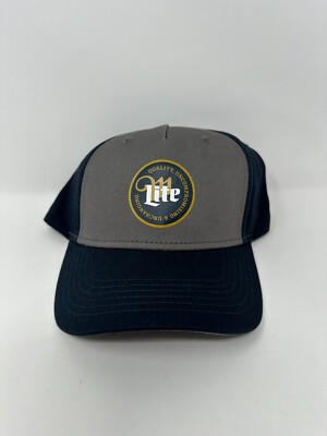 Miller Lite Beer Men's Adjustable Hat Cap Blue Grey NWT