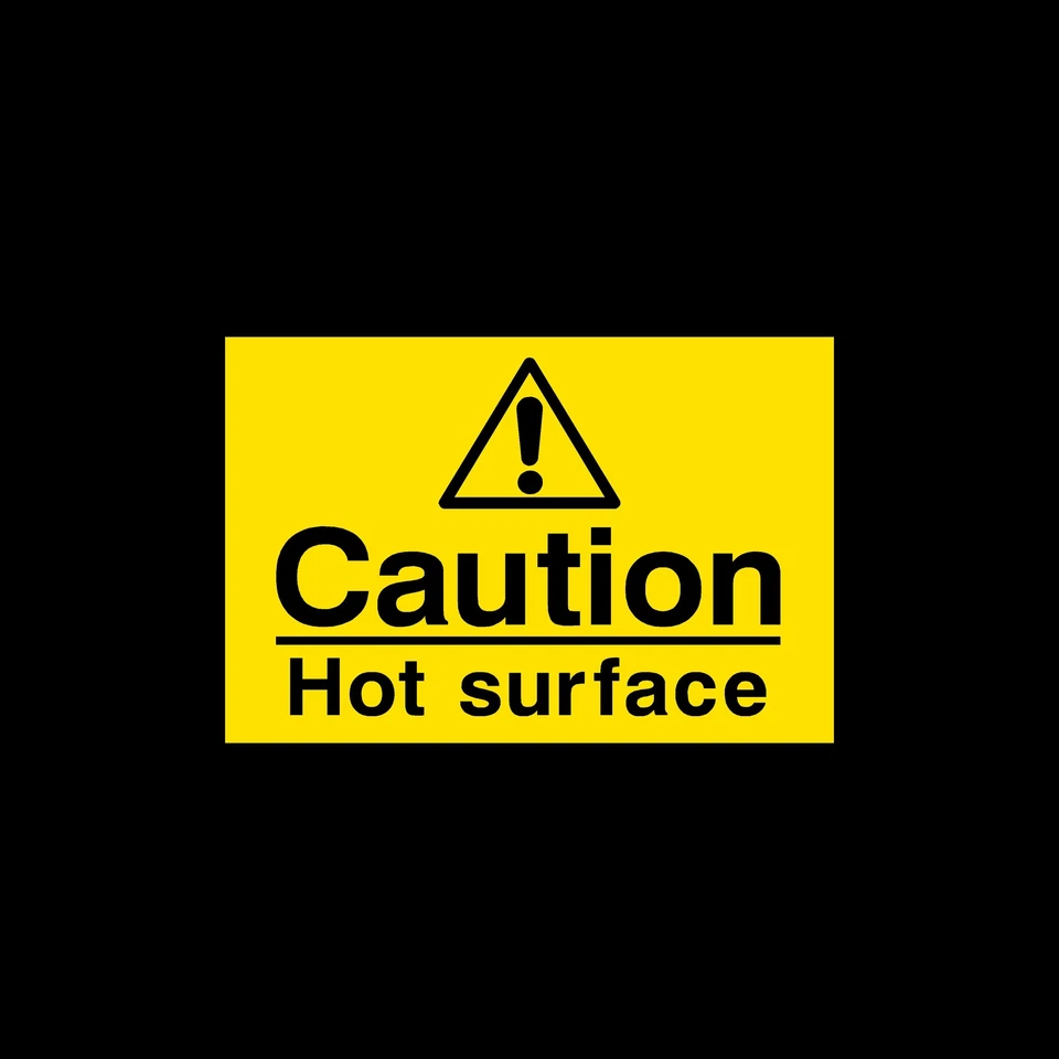 SAFETYSIGNS&STICKERS Caution Hot Surface Plastic Sign, Sticker - 75x50mm - All Materials