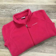 COLUMBIA SPORTSWEAR Full Zip Up Mock Neck Pink Fleece Jacket Girl's Size Large