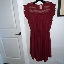 DOLAN Left Coast Anthropologie Tansy Smocked Midi Wine Red Dress Womens Small