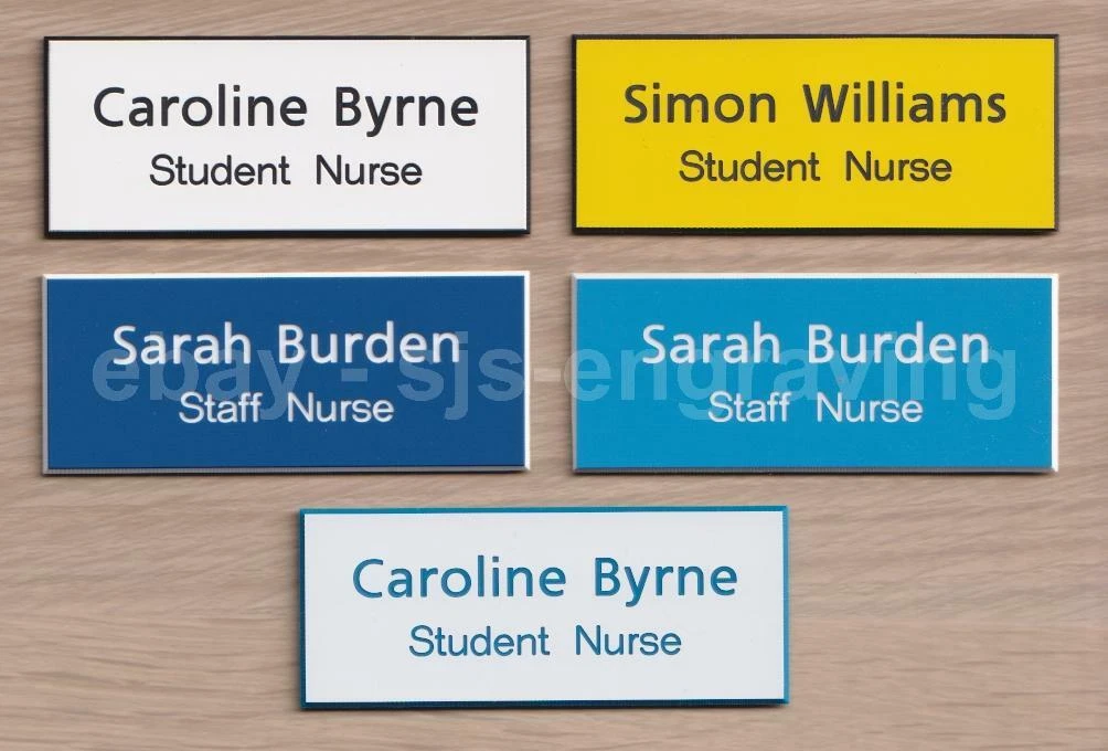 Quality Engraved STUDENT NURSE STAFF NURSE name badge 75mm x