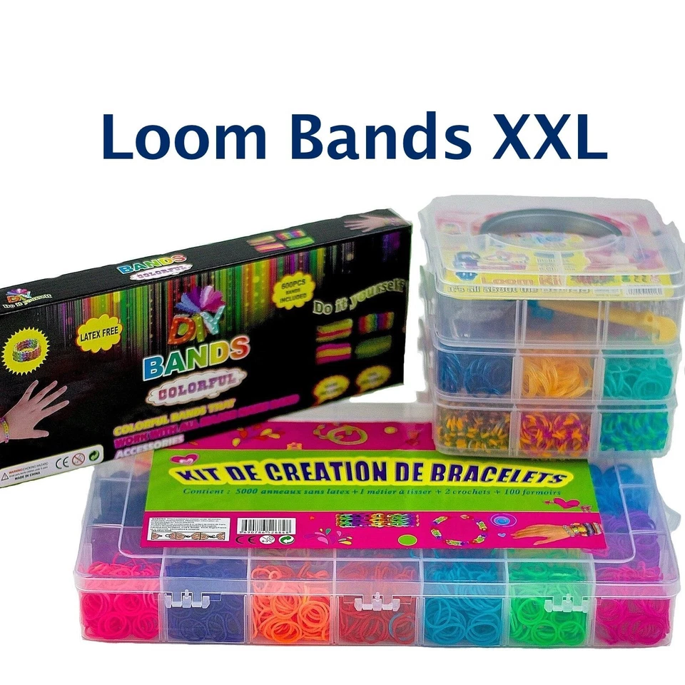 MARKENLOS LooM BandS Mega XL Starter Set Armband Webrahmen Jumbo Box Gummibänder