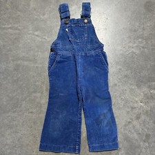 Vintage 1970s Levi's Kids Blue Corduroy Bib Overalls Size 2T Youth USA Made