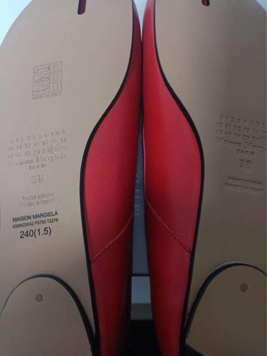Maison Margiela Ballet Flats Tabi Red Leather EU38 24cm w/Box ES1 - Picture 4 of 5