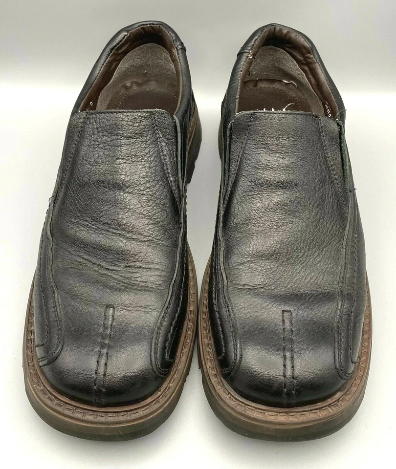 Zapato sin cordones CRB Canyon River azul de cuero negro para hombre talla 9,5D Italia Foto 4 de 4