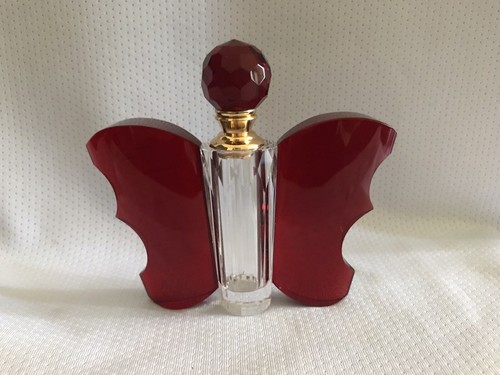 Perfume Bottle Ruby Red Butterfly Shape With Dropper - Picture 5 of 7