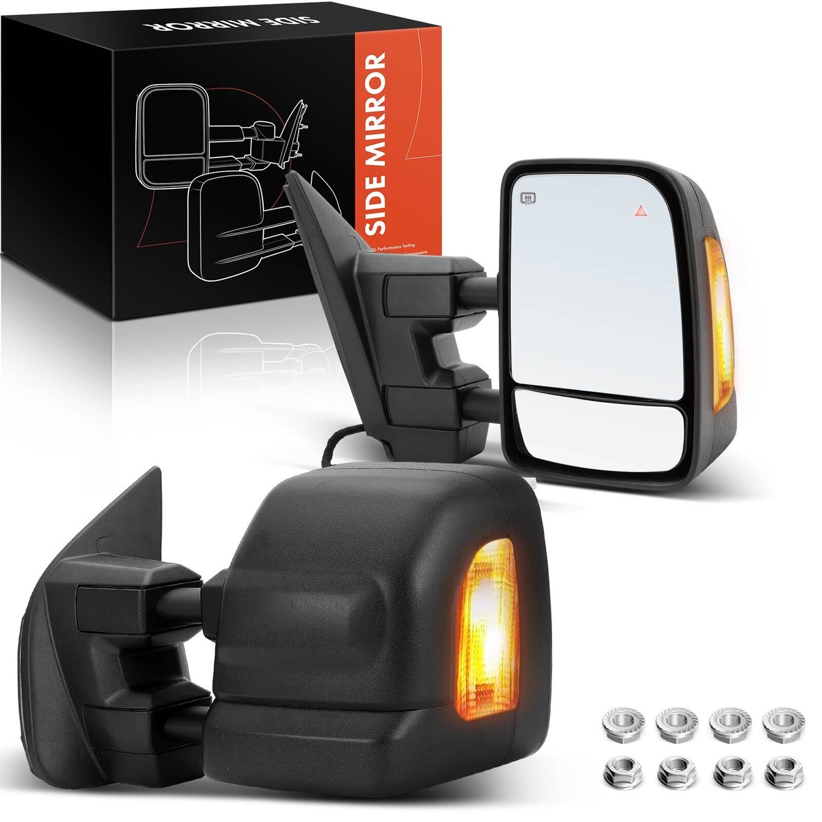 AM Autoparts Chrome Towing Mirror Pair For Nissan Titan 2004-2015 – Power Heated, Manual Extendable