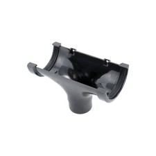 76mm RUNNING OUTLET BLACK HALF ROUND GUTTER PIPE - HOMEBASE 823801