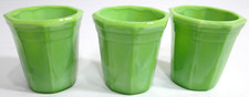Vintage Akro Agate Glass Tumblers Set of 3 Green Octagonal Child-Size 2" Tall