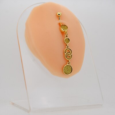 316L Stainless Steel Dangling Infinity Round Sandpaper Design Belly Ring - NV003