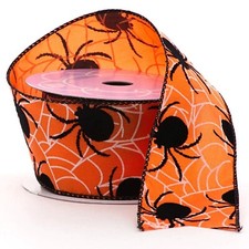  8 for 10 yards 2.5" Spider         Wired Ribbon Halloween Holiday decor     