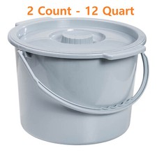 2 Ct Drive Commode Bucket 12 Quart With Plastic Handle, Cover For Drive commodes
