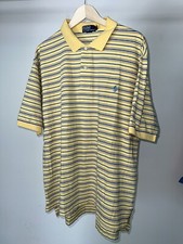 Polo Ralph Lauren Men Polo Shirt Big Tall Size XLT Yellow w/ Blue/White Stripes