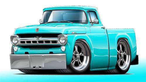 1957 Ford F-100 Classic Pickup Truck Stampa Arte NUOVO - Foto 1 di 1