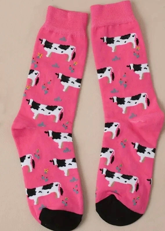DAIRY COW Womens Pink Holstein Farm Fun Novelty Socks | One Size UK 4-7 EU 36-40 - Изображение 2 из 2
