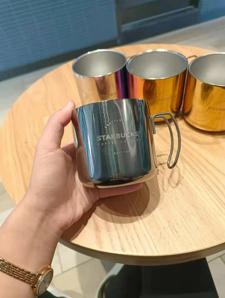 4 PIEZAS Starbucks Acero Tazas de Camping Camping Camping Fiesta Familia Vajilla Resistente a Caídas Foto 2 de 4