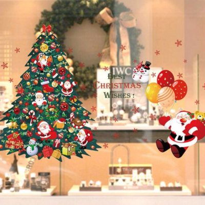 Weihnachtssticker Christmas Baum Weihnachtsmann für Fenster/Vitrine 3XQC