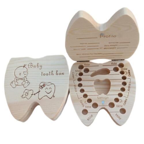 Baby Tooth Box Wooden Milk Teeth Organizer Storage-Boys Save Girls S4H6