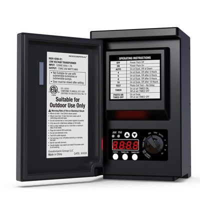 Low Voltage Transformer 200 Watt with Timer, Photo Eye Sensor and Weather Shi...