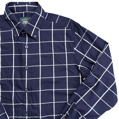 Savile Row Company London Mens Slim Fit Button Down Shirt Grid Pattern M