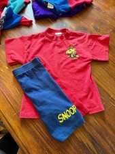 Vintage Snoopy Woodstock Kids Outfit Set Size 6 Embroidered USA 80s 90s