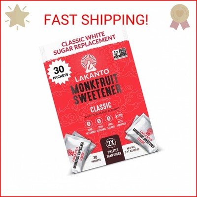 Lakanto Classic Monk Fruit Sweetener with Erythritol Sweetener Packets - White S