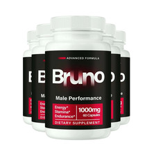 5-Pack Bruno Pills for Men, Advanced Male Performance and Stamina - 300 Capsules