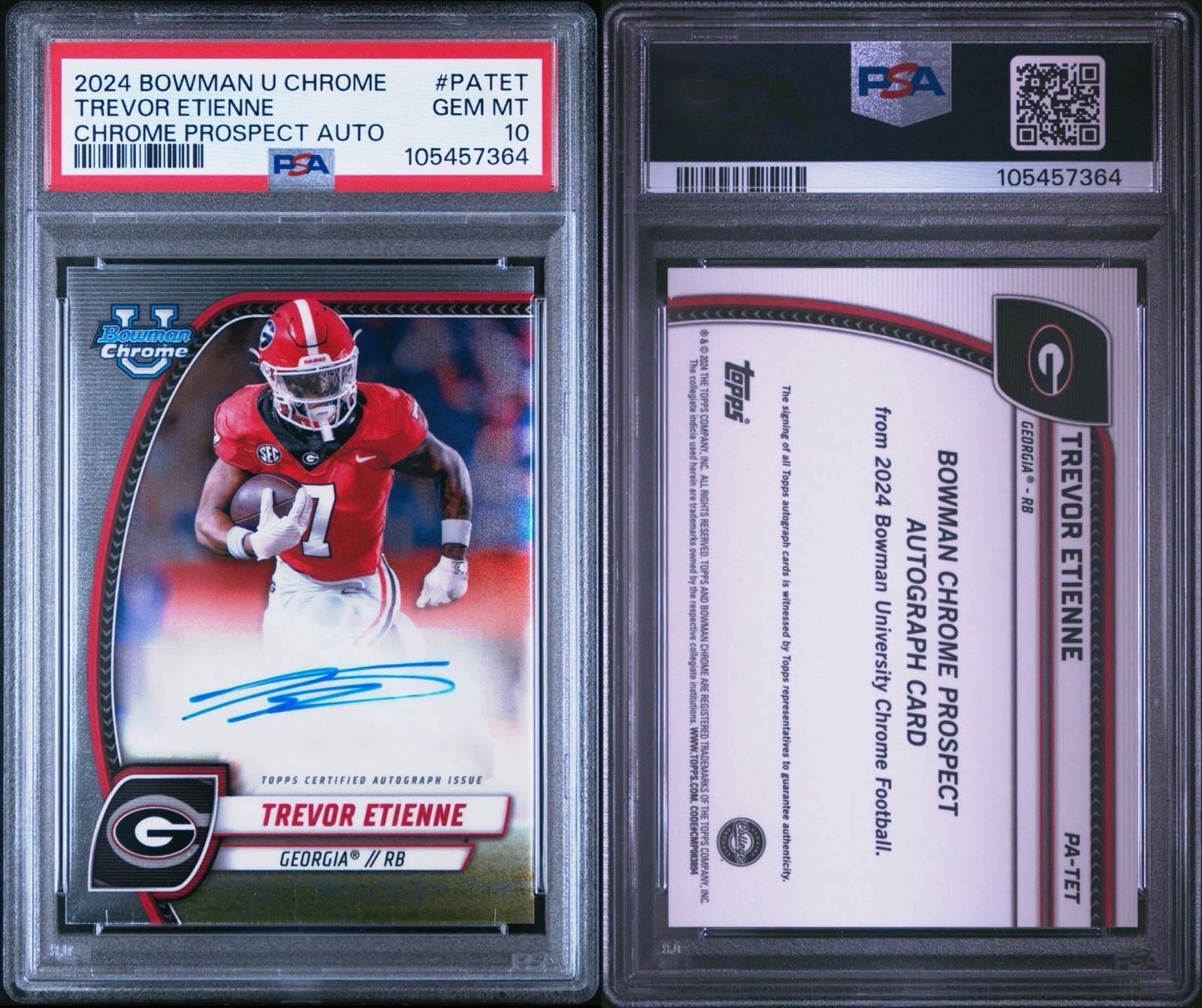 Trevor Etienne 2024 BOWMAN U CHROME PROSPECT PSA 10 AUTO 