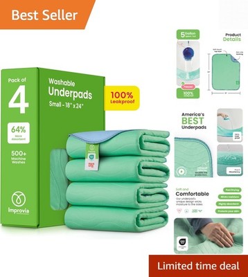 Eco-Friendly Reusable Underpads 18'' x 24'' Pack of 4 - Ideal for Pets & Kids