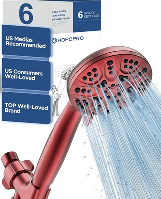 #ad 6 Mode High Pressure Handheld Shower Head Set Consumer Reports Red $48.99