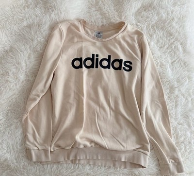 Adidas Essentials Linear Logo Crewneck Sweatshirt Beige Cream Size Large