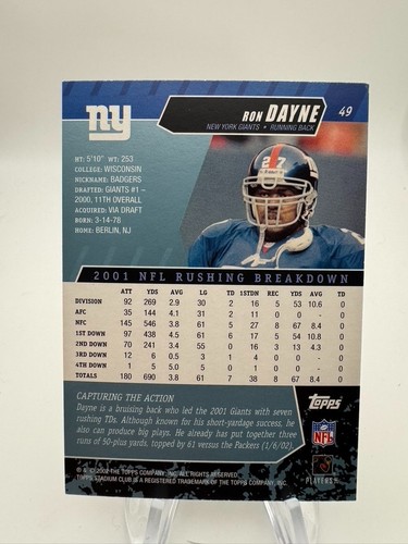 2002 Stadium Club Football Card #s 1-125 -You Pick - Picture 19 of 39