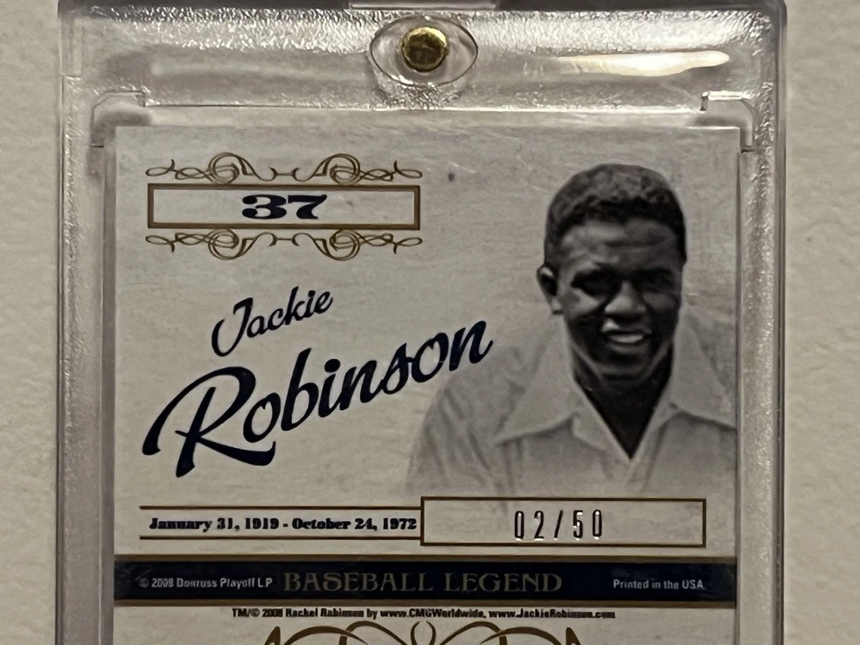 2008 Donruss JACKIE ROBINSON Double-patch Relic card personally worn # 2/50 MINT - Image 4 of 4