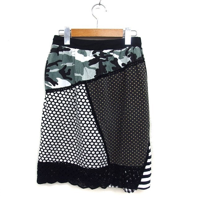 ALBEROBELLO Patchwork Flare Mini Cotton Lace Rib … - image 2